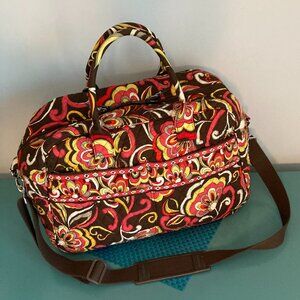 Vera Bradley Weekender Travel Bag Puccini Pattern EUC Brown Red Yellow